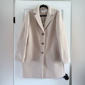 Calvin Klein Light Cream Single-Breasted Wool Coat
